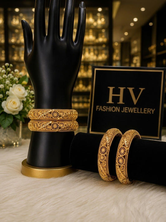 Pearl & Crystal Embellished Velvet Bangles Set – Orange & Magenta